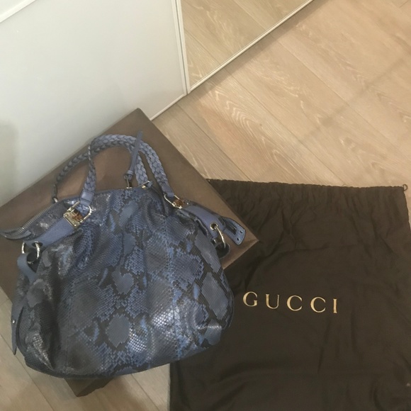 Authentic GUCCI Blue Python Large Shoulder bag - Picture 3 of 5